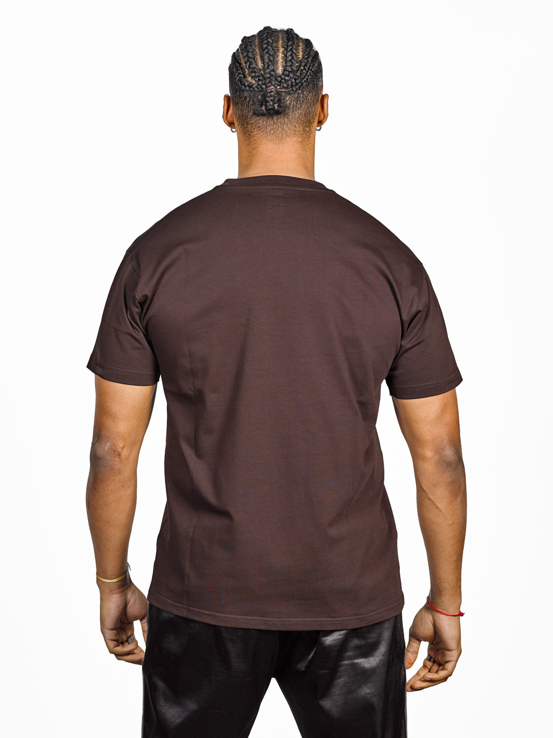 Exetees Plain Regular Round Neck T-Shirt - Brown